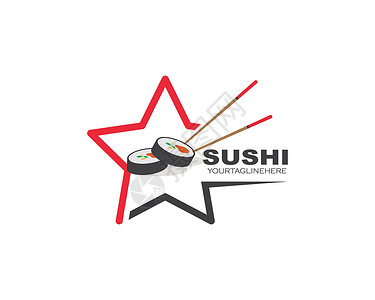 sushi 矢口图标标签插图设计美食海苔食物手绘咖啡店竹子鱼片寿司筷子乐趣背景图片