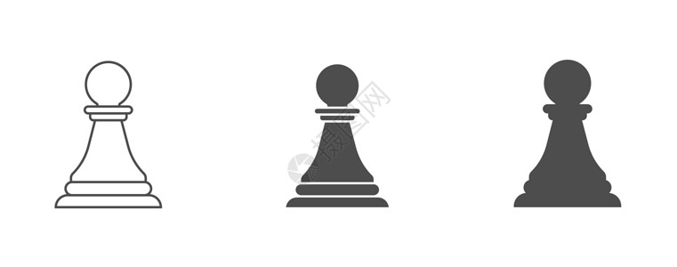 国际象棋图标国际象棋是一个棋子 一个空的 填满的和复合的多边形 矢量图标在白色背景中被孤立设计图片