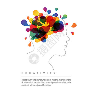创意思维概念它制作图案解决方案蓝色独创性海报推介会创造力数据头脑标签水滴设计图片