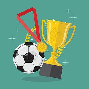 足球足球和成绩优异奖冠军荣誉成就传统插图证书胜利标签纪念日金子背景图片