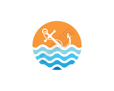 锚地锚图标标志模板 vecto巡航旅行海洋海军绳索水手钓鱼港口金属标识插画