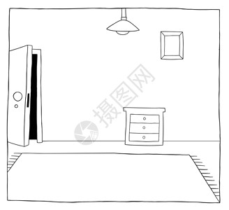 房子的一个房间的卡通矢量插图风格公寓框架休息室手绘地面桌子小地毯绘画艺术背景图片