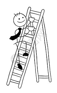 Stickman 商务人士角色攀登木梯矢量卡通它制作图案员工火柴人插图领导者生长帮助卡通片人士职业工作插画