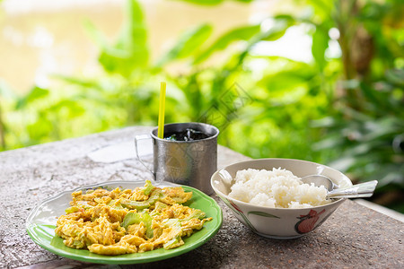 food炒炸煎蛋和煮米饭 泰国食品公司(Thai Food)背景