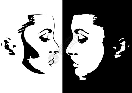 女人脸的黑白素描背景图片