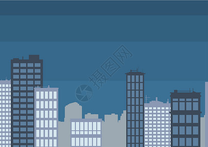 共有产权房多座摩天大楼绘图显示城市天际线 不同的高层建筑显示城市景观地平线 高耸的建筑遍布整个城镇旅行公寓城市生活外观计算机建造业蓝色图形插画