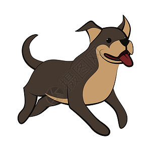黑色背景狗一只大狗的可爱卡通矢量插图图标 是平面样式牧羊人哺乳动物小狗艺术动物绘画斗牛犬灰色宠物拳击手插画