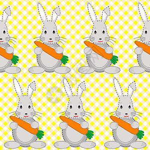 与兔子种胡萝卜卡通兔子与胡萝卜无缝模式背景