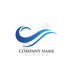 公司蓝色水波标志 vecto插图热带公司标识蓝色假期地平线海滩波浪艺术插画