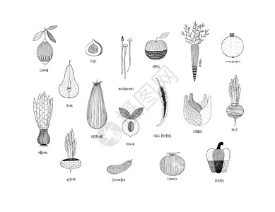 水果和蔬菜手绘装饰万科辣椒高清图片素材