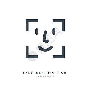 人脸识别图标人脸识别细线图标 人脸 ID 图标 面部识别系统标志 面部检测符号 面部扫描过程图标 一个人的身份识别设计图片