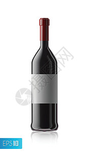 红色玫瑰红酒红酒瓶 一套红酒瓶 在白色背景上隔离红色标签饮料玫瑰酒吧空白庆典瓶子水晶葡萄园插画