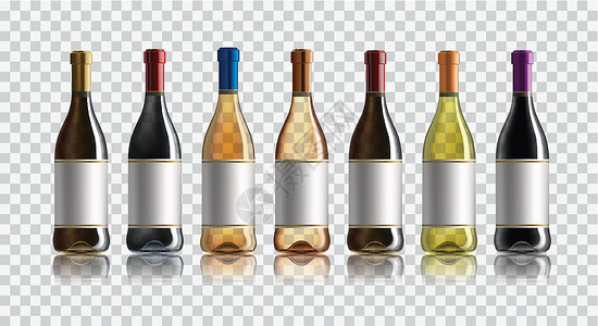 雷司令葡萄酒红酒瓶 一套红酒瓶 在白色背景上隔离饮料派对空白水晶品牌酒吧庆典艺术产品绿色插画