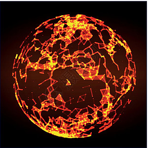 火象星座低聚火火焰球体 未来能量圈艺术蓝色智力魔法网络名片活力技术插图运动设计图片