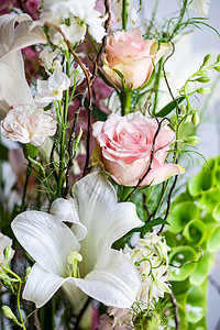新鲜夏夏花盒风格花瓣作品绣球花装饰植物群百合背景图片