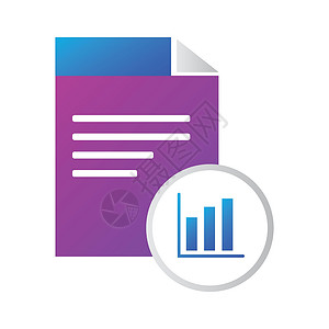 平面设计图文件图标 带有业务图表图标的文件 渐变风格矢量 ico插画