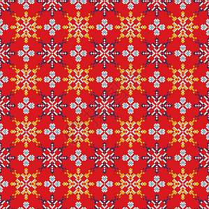 俄罗斯模式3圆形织物装饰品几何学民间红色盘子缝纫艺术饰品背景图片