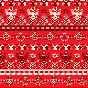 俄罗斯模式4刺绣插图装饰品红色织物艺术地区缝纫戏服民间背景图片