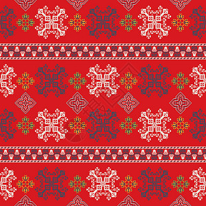 俄罗斯模式5打印饰品红色地区艺术几何学插图刺绣民间缝纫背景图片