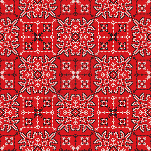 俄罗斯模式9民间红色戏服装饰品织物打印插图刺绣艺术几何学背景图片
