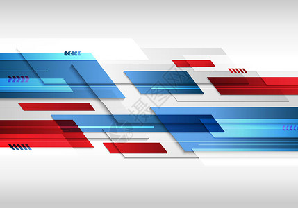 抽象技术未来派几何蓝色和红色闪亮运动背景插图推介会传单页脚卡片商业网络小册子广告条纹背景图片