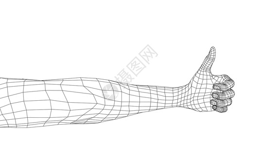 大拇指手势 韦克托商业优胜者手臂工作室男性草图蓝图协议拇指手指背景图片