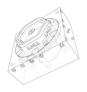 抽象行业对象概念 韦克托插图圆柱制造业加工技术机器轮廓螺丝矢量工程背景图片