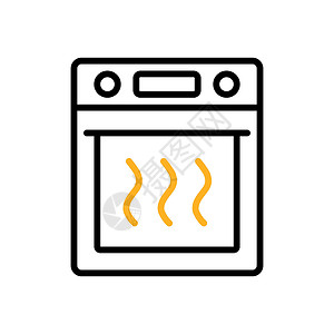 电烤箱矢量平面图标 厨房标志插画