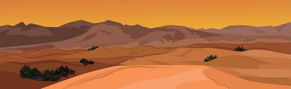 非洲沙漠矢量图土地日落自由海浪艺术日出太阳晴天自然场景设计图片