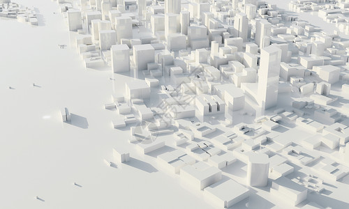 单色的摩天大楼和大都市 建筑和商业城市规划概念 低多边形城市景观场景 大型项目主题的蓝图 复制空间 3D插画渲染街道技术插图艺术背景图片