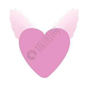 带翅膀的心粉红色的心带粉红色的翅膀飞行恋情装饰压痛迷恋情感情人幸福插图风格插画