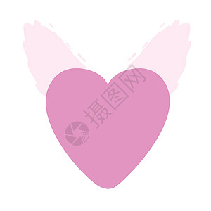 带翅膀的心粉红色的心带粉红色的翅膀情感恋情情人装饰压痛插图风格热情飞行幸福插画