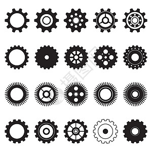 工程标识一组车轮引擎工程师字母技术生产网络营销工厂标志插画