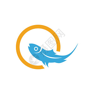 鱼图标矢量图日志黑色卡通片动物海洋标识游泳白色蓝色水族馆食物背景图片