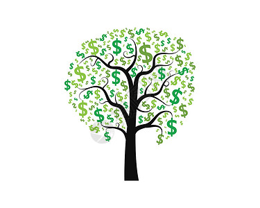 发财树繁荣象征商业绿色白色标识环境金融艺术剪贴植物生长背景图片