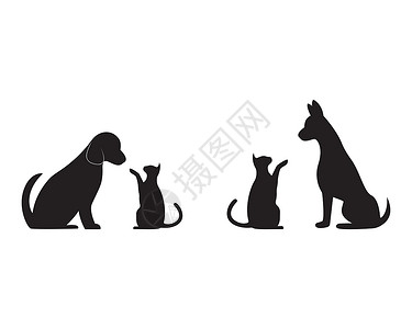 猫和狗矢量轮廓日志游戏框架艺术品猫咪公司猎犬医院房子标识艺术背景图片