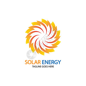 太阳太阳能标志设计模板 太阳能技术标志设计生态力量插图阳光玻璃标识叶子圆圈创新品牌背景图片