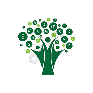 金钱树繁荣符号日志插图环境艺术植物现金生长金融标识白色绿色背景图片