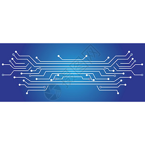 蓝色电子电路标志模板 vecto技术线条科学徽标公司创造力插图电子蓝色商业插画