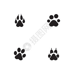 黑色白色设置狗爪矢量足迹痕迹野生动物小狗动物爪子卡通片脚印打印宠物踪迹插画