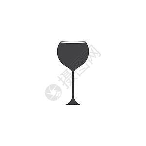 酒杯图标矢量图饮料玻璃酒厂酒吧杯子菜单黑色白色标识插图背景图片