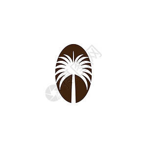 枣树 Logo 模板矢量符号海滩旅行棕榈白色热带叶子水果食物植物黑色背景图片