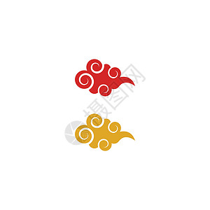 日本LOGO中国云 Logo 模板矢量符号天空墙纸卡通片多云装饰品艺术红色插画