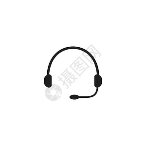 麦克风和耳机图标标志 vecto工作室音乐技术配饰插图立体声体积黑色打碟机中心背景图片
