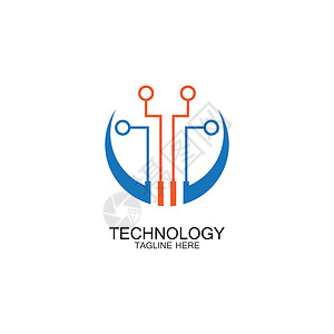 电路技术标志矢量圆圈活力标识互联网插图公司工业身份蓝色网络背景图片