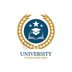 大学学院和课程标志设计模板蓝色横幅徽章建筑商业标识花圈海豹网络教育背景图片