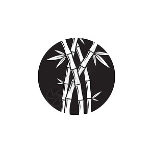 黑竹标志矢量图标模板白色木头热带圆圈温泉艺术商业植物叶子绿色背景图片