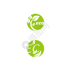 叶生态标志模板 vecto网络绿色插图环境生活叶子植物白色背景图片