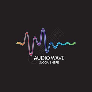 声波线条音乐标志概念声波音频技术抽象形状海浪波形体积记录推广打碟机信号黑色身份标识插画