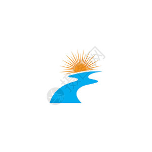 河 Logo 模板矢量符号艺术插图生活自然白色蓝色旅行背景图片